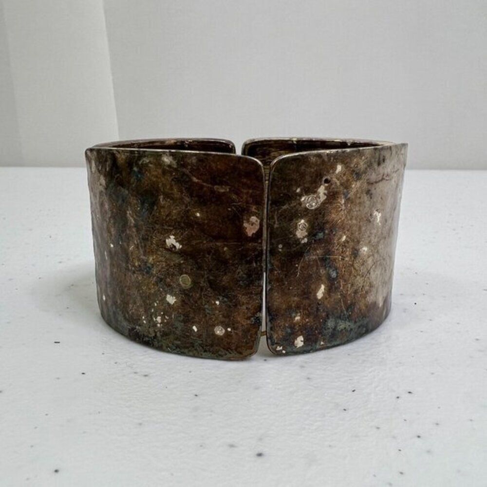 Kenneth Cole‎ Bracelet Rhinestone Stretch Hammered Big Chunky Statement
